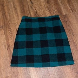 J. Crew Factory Green & Black Buffalo Plaid Check Mini Skirt